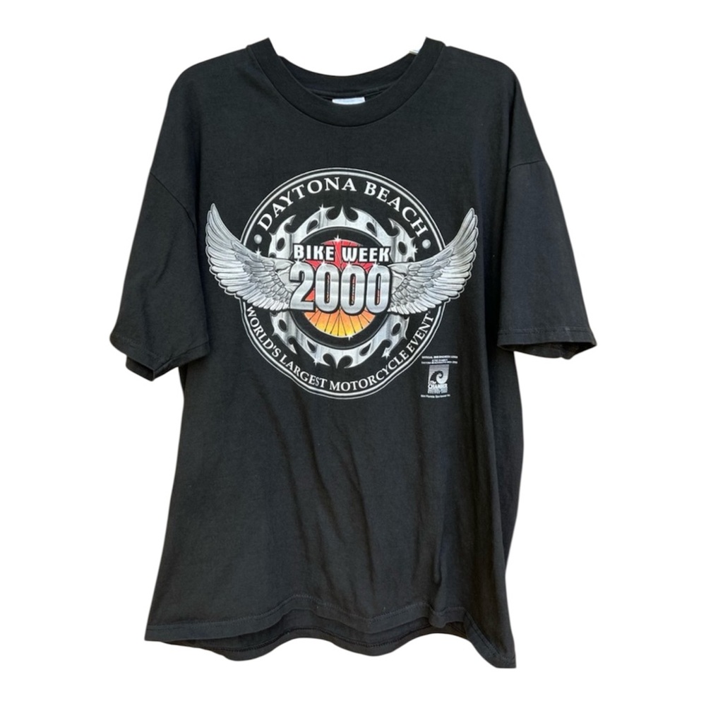 Hanes Vintage Men’s Black Daytona Beach Bike Week 2000 Graphic Tee SZ XL